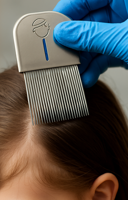 Metal lice comb used during professional treatment